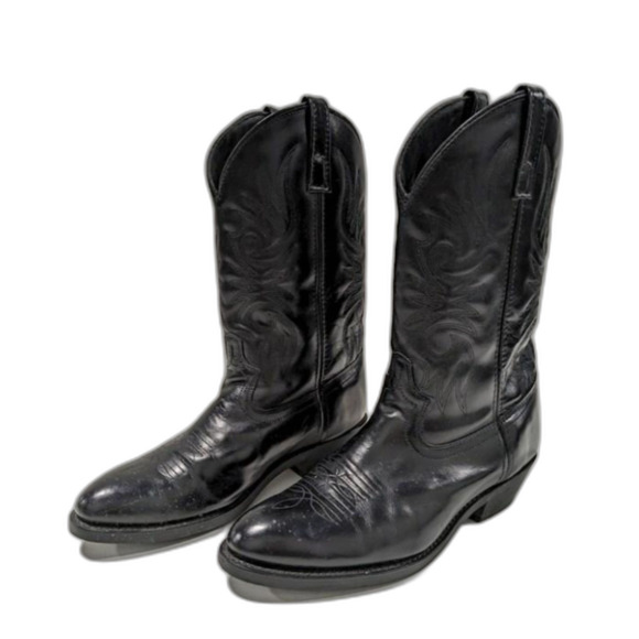 Mens Laredo Paris 12in Black Embroidered Leather Western Boots Size 9EW - Picture 1 of 6